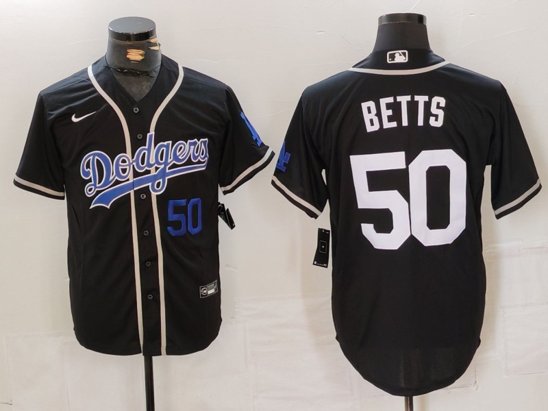 Men Los Angeles Dodgers #50 Betts Black Fashion Nike 2024 MLB Jersey style 7153
